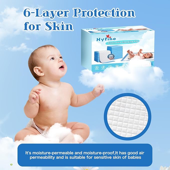 100 Pack Disposable Changing Pad, Waterproof Baby Disposable Underpads, Super Soft, Ultra Absorbent Diaper Changing Liners Baby Change Mats (13x18 inch)