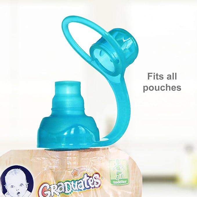 ChooMee SoftSip Food Pouch Tops + Reusable Baby Food Pouches, Fill with Baby food, Applesauce and Purees | Wide Double Zipper Bottom, BPA Free | 4 CT 5oz + 2 SoftSip