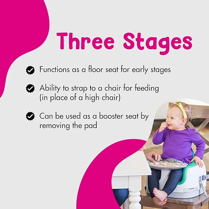 Bumbo 3-in-1 Multi-Seat for 6 to 36 Months, Travel Baby and Infant Feeding & Play Floor Seat, Aqua - All-in-One Portable Booster with Dining Tray & Toddler Kitchen High Chair
