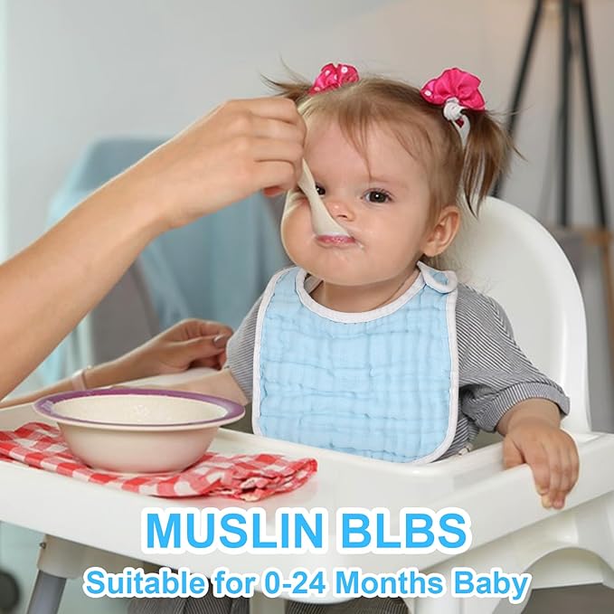 Accmor Muslin Baby Bibs, 6 Pack Soft Cotton Baby Bandana Drool Bibs for Boys Girls Teething and Drooling