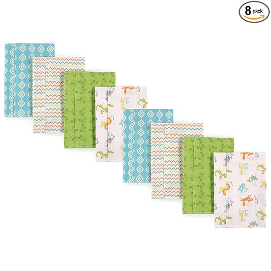Luvable Friends Cotton Poly Flannel Burp Cloths Multipack, ABC 8-Pack, One Size