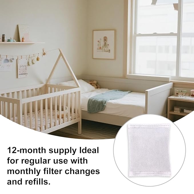 12pcs Carbon Filter Refills for Diaper Genie, Activated Charcoal Smell Absorbing Deodorizer Complete Bulk for Playtex Diaper Genie Cans Closets & Shoe Cabinets (20g)