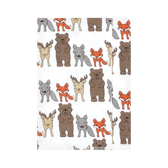 Hudson Baby Unisex Baby Cotton Flannel Burp Cloths 7-Pack, Wild Forest, One Size
