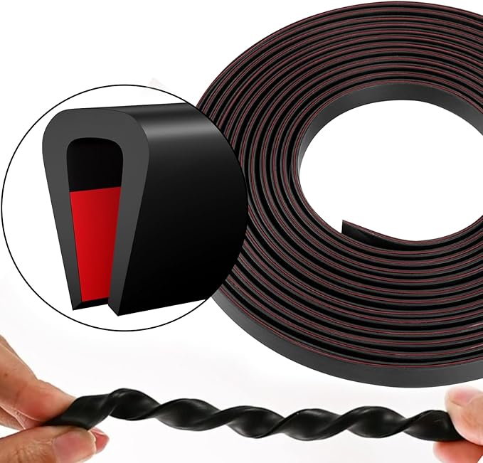 Silicone Edge Trim Self-Adhesive U Channel Silicone Edge Trim Edge Protector for Sheet Metal (Black, Fit 1/8" - L 10')