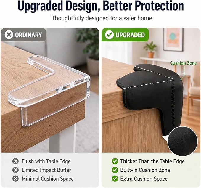 Corner Protector for Baby, 12 Pack EVA Foam Baby Proofing Corner Guards, Soft Y-Shaped Furniture Edge Protectors for Tables and Sharp Corners, Tear-Resistant Updated Design, Black