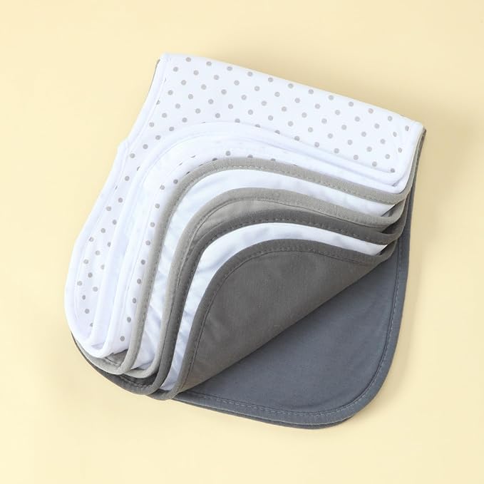 Waterproof Baby Burp Cloths 8-Pack - 4-Layer Super Absorbent Fabric, Extra Soft Plush Spit Up Rags for Newborns Infants, Unisex for Baby Boy Girl, Milk Spit Up Infant Towels