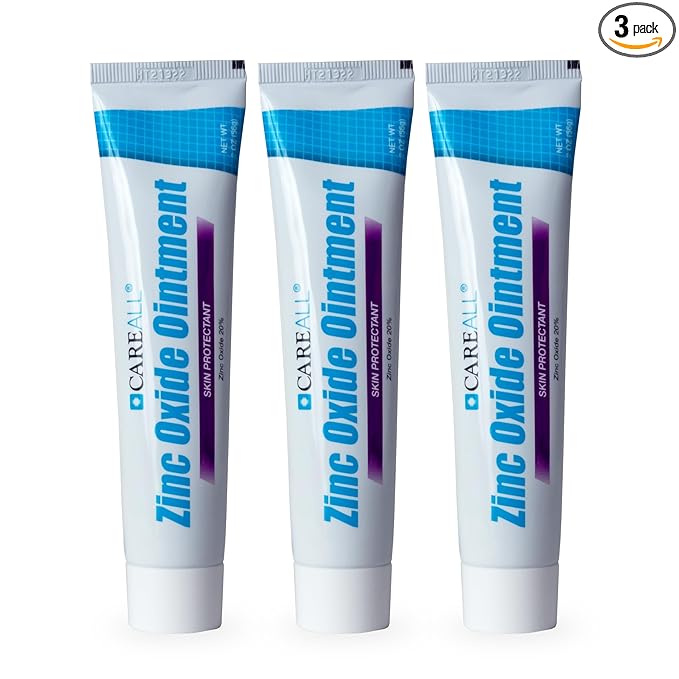 CareAll Zinc Oxide 20% Skin Protectant Barrier Ointment 2 oz (3 Pack), Relieves, Treats and Prevents Minor Skin Irritations due to Diaper Rash. Helps Seal Out Wetness. Protects Chafed Skin.