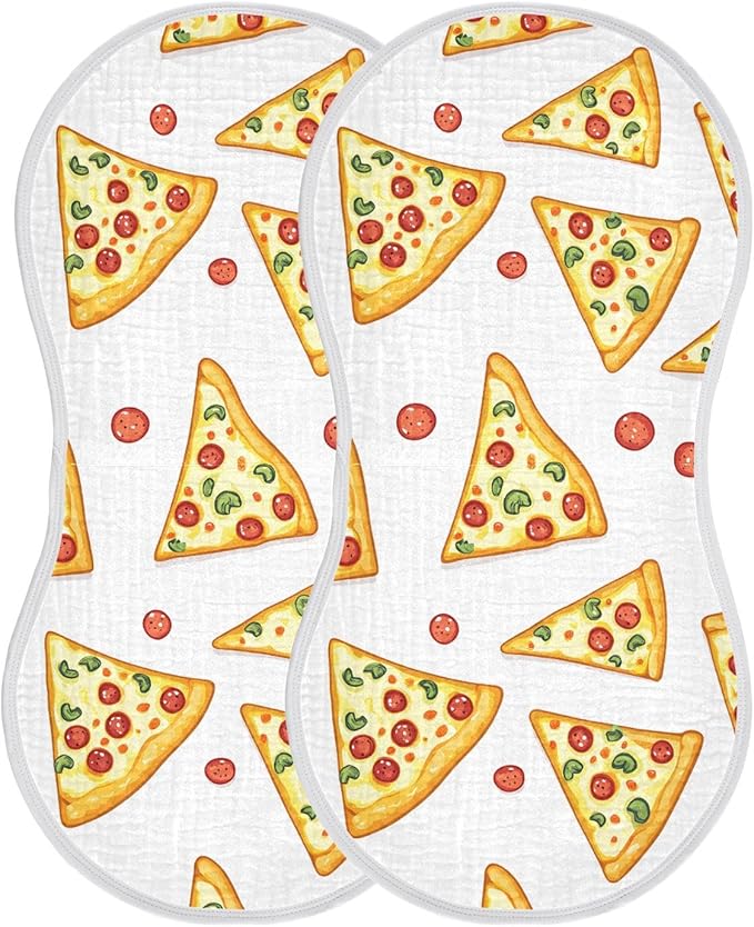 vvfelixl Muslin Burp Cloths Delicious Sliced Pizza Baby Washcloths for Baby Girl Boys 2 Pack