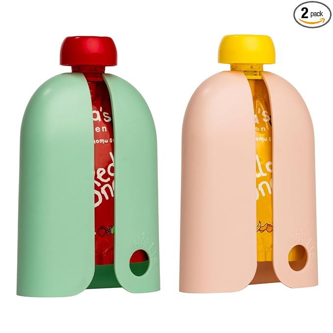 Kindertrekk™ The Swedish Squeeze Pouch Holder - 2pack | The Baby Product You Didn't Know You were Missing | Enjoy a Snack on The Go | No More Messy Clean-ups | Fits Most Squeeze Pouches | Age 9month+