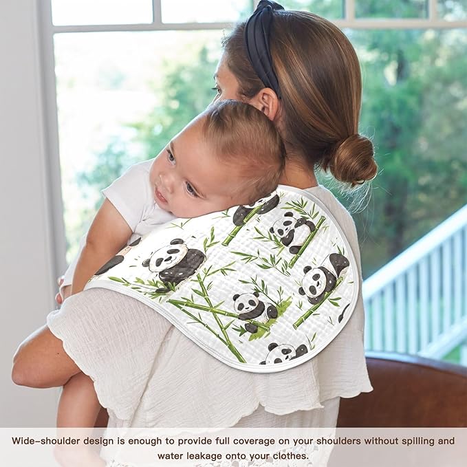 vvfelixl Muslin Burp Cloths Pandas Bamboo Baby Washcloths for Baby Girl Boys 2 Pack