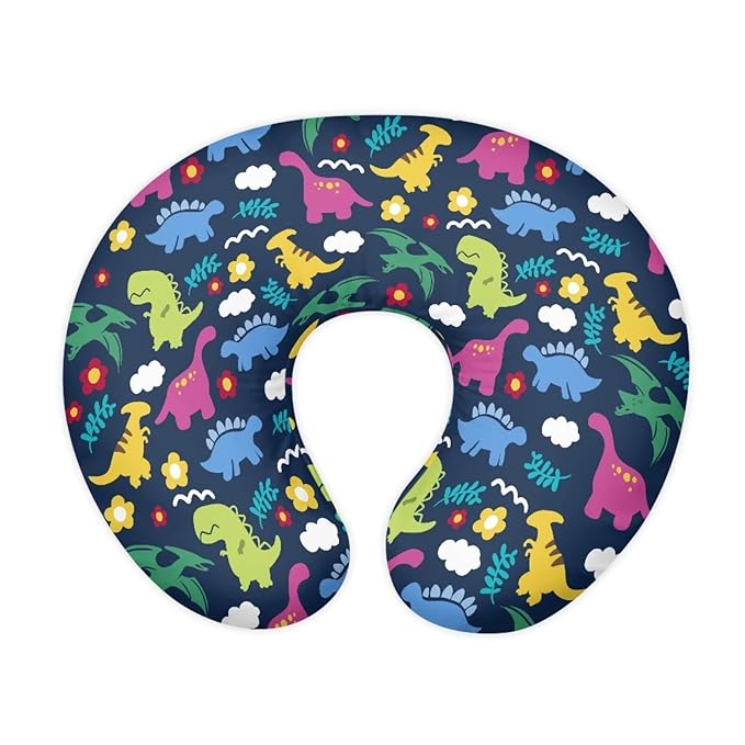 Jeiento Dinosaur Pattern Nursing Pillow Cover Soft Stretchy Nursing Pillowcase for Infant Newborn Baby,Zipper Close Removable Slipcover for Breastfeeding Pillows,Gift for Mom