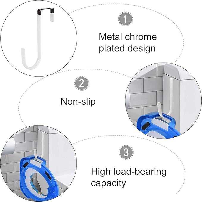 Potty Seat Hook，2pcs Multifunctional Potty Hook for Kids Towel Organizer Heavy Duty Organizer Hooks，Z Shaped Shower Door Hooks (White) (White)