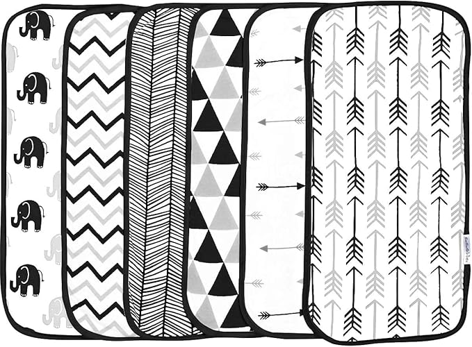 BaeBae Goods Burp Cloths for Baby Boy & Girl - Ultra Absorbent Burping Rags - Anti Shrink Unisex Burpy Clothes - Super Soft Jersey Cotton, Large 21"x10" - Thick for Newborn Cloth Diapers - 6 Pack