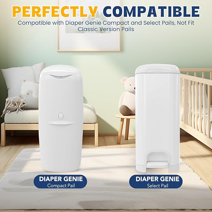 Diaper Pail Refill Bags,7-Layer Odor Prevention Technology,Thickened Design - Hold up to 810 Newborn-Sized Diaper Pail Bags- Pack of 6