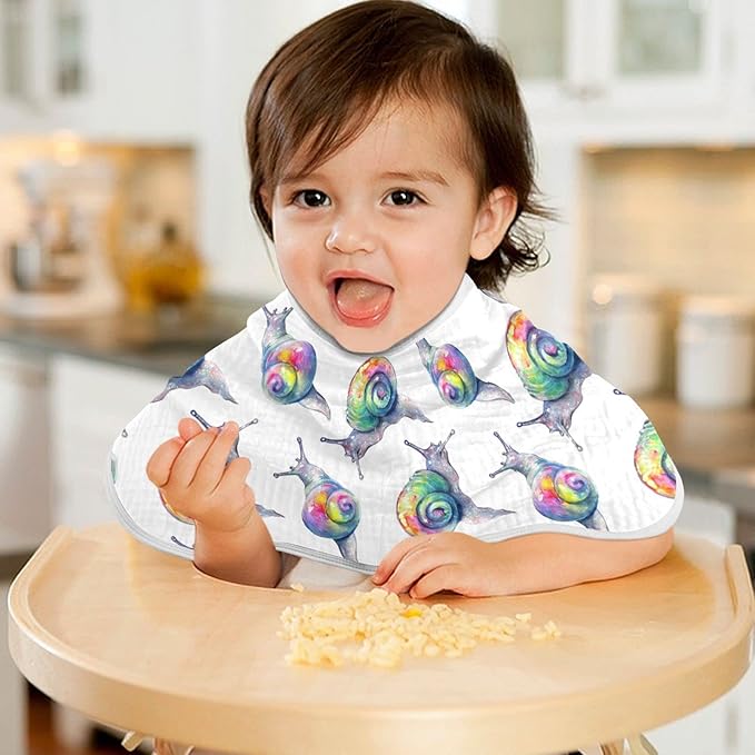 Rainbow Snails Pattern Colorful Shells Muslin Burp Cloths for Baby 1 Pack 100% Cotton Baby Washcloths Bibs for Boy Girl