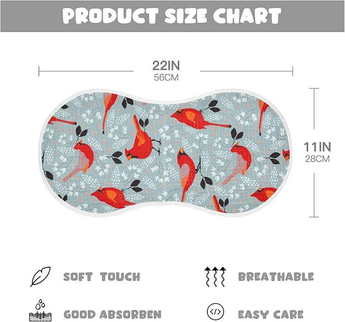 vvfelixl Baby Burp Cloths Cardinals Bird Baby Newborn Cotton Burping Cloths Set Baby Washcloths 4 Pack