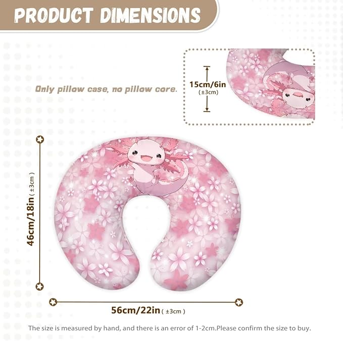 Nursing Pillow Cover Stretchy Removable Nursing Covers for Breastfeeding Pillows,Women Cute Nursing Pillow Slipcover Replacement for Home Decor,Axolotl Floral