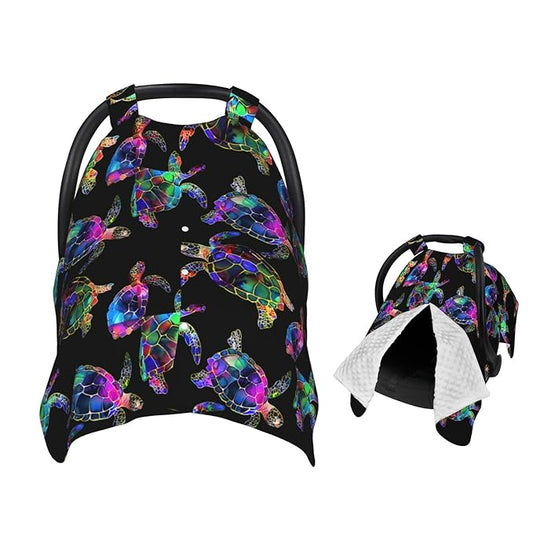 Sea Turtle Baby Car Seat Canopy Nursing for Breastfeeding Multi-Use Infant Stretchy Carrier Carseat Winter Cover for Newborn Girls Boys