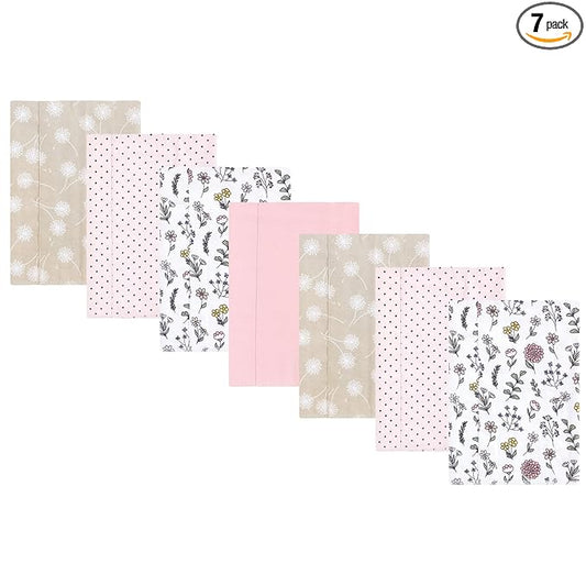 Hudson Baby Unisex Baby Flannel Burp Cloth 7pk, Dandelion Wish, One Size