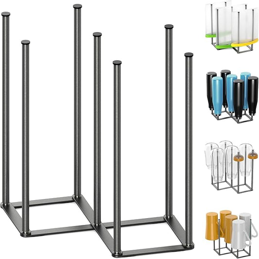 KORRTFID Foldable Bottle Drying Rack, Baby Bottle Drying Rack, Collapsible Cup Draining Holder, Retractable Reusable Storage Bag Dryer with Non-Slip Bottom - Stainless Steels (Starlight Gray)