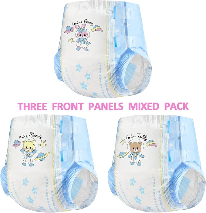 Littleforbig Printed Adult Brief Diapers 10 Pieces - Astro Babies (Large 36"-48")