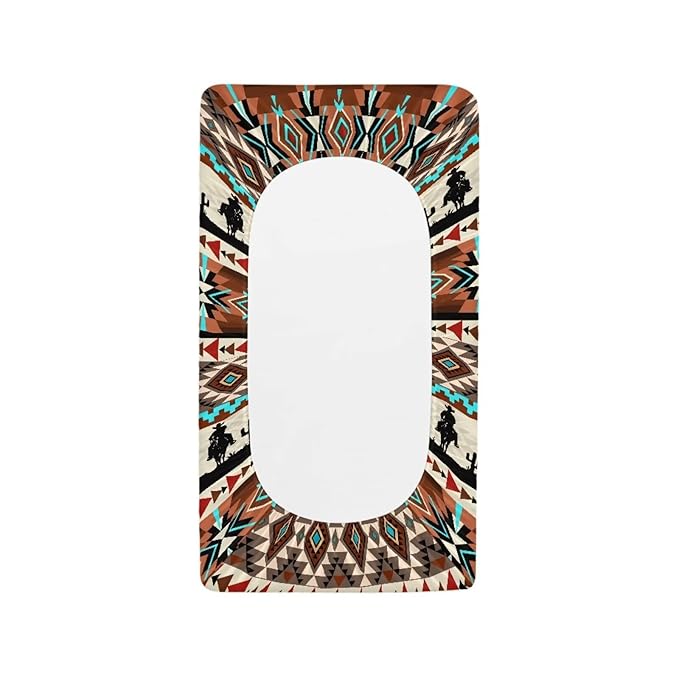 Tribal Horse Aztec Changing Pad Cover for Boys Soft Polyester Diaper Change Table Sheets Fit 32'' x 16'' Pad, Comfy Breathable Baby Changing Pad Covers