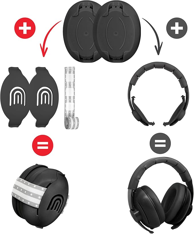 2-in-1 Adjustable Baby & Toddler Noise Cancelling Headphones - Ear Muffs for Kids 1-3 for Airplane Travel