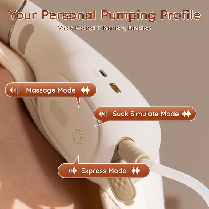 NCVI Wearable Breast Pump, Hands Free Breast Pump Neckband Style, Portable Breast Pump with Slim Milk Collection Cups & 3 Size Flanges, 240 min Battery Life Perfect for Moms Work, Travel or Home