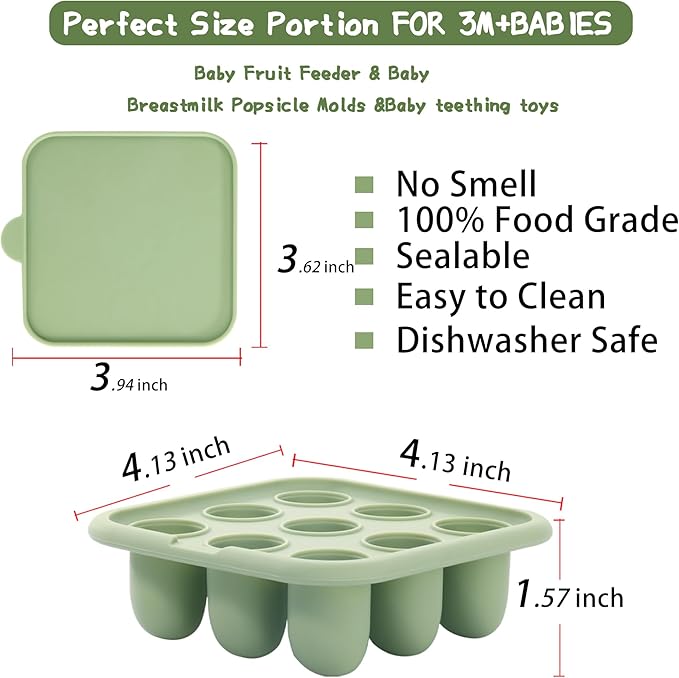 Baby Food Freezer Tray,Silicone Nibble Freezer Tray,Baby Fruit Food Feeder Teether,Breastmilk Popsicle Mold,Babies Breast Milk Teether Pop Maker for Homemade Babies Meals-Blue