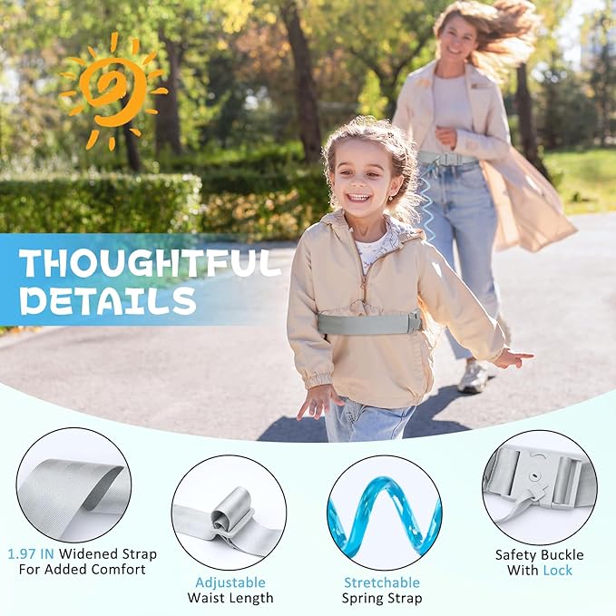 JXM Child Waist Harness with Lock for Hands-Free Safety Walking, Adjustable Waist Tether for Big Kids with Autism Special Needs ADHD, Child Elopement Leash for Outdoor Travel