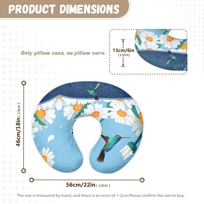 Forchrinse Hummingbird Daisy Nursing Pillow Cover for Baby Boys Girls,Stretch Nursing Pillows Slipcover Soft Nursing Pillow Slipcovers for Breastfeed