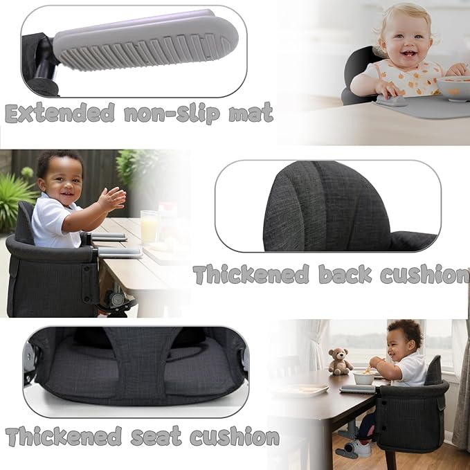 Lvvbaby Portable Baby High Chair-Foldable Convertible Table for Travel & Home,Clamp-On High Chair Space-Saving Design with 2-Position Anti-Slip Clamp,3-Point Safety Harness Lightweight 4.3lbs