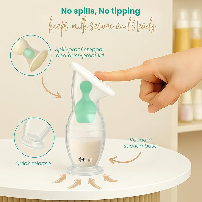 Manual Breast Milk Collector with Suction – Silicone Milk Collector for Breastfeeding – BPA Free – Comfort Fit