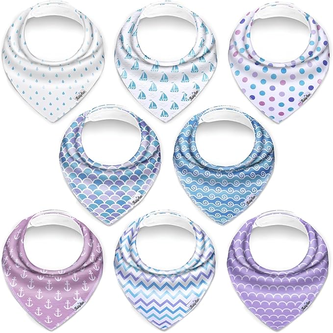 KiddyStar Drool Bibs for Babies – Organic, Unisex, Soft Absorbent Teething Bibs with Adjustable Snaps