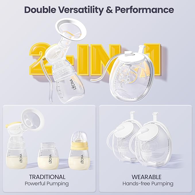 Hands-Free Wearable Breast Pump, Hospital-Grade Breastfeeding Pump, 4 Modes & 9 Levels, Double Portable Electric Milk Pumps with 4400mAh Strong Battery, LCD Display & Night Light, 2-Pack