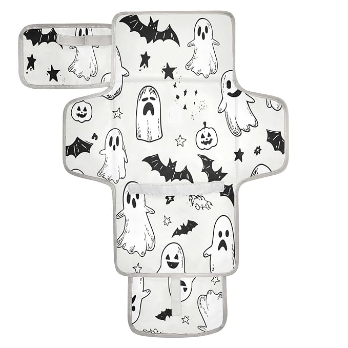 Graffiti Cute Ghosts and Bats Portable Changing Pad, Baby Changing Pad, Waterproof Diaper Changing Travel Bag for Boys and Girls