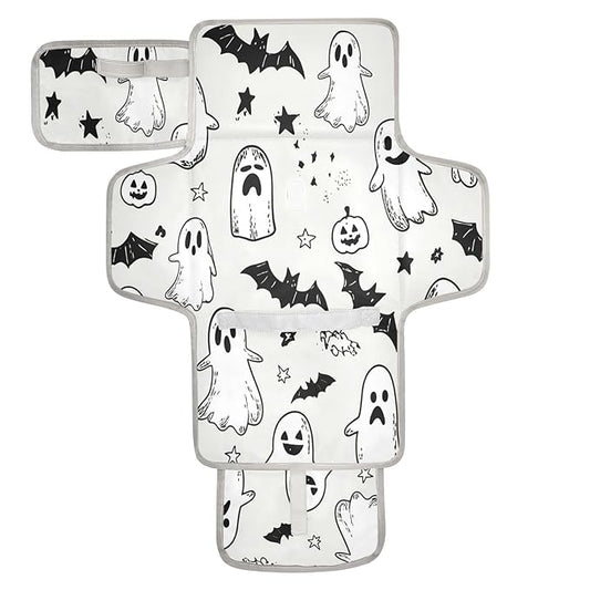Graffiti Cute Ghosts and Bats Portable Changing Pad, Baby Changing Pad, Waterproof Diaper Changing Travel Bag for Boys and Girls