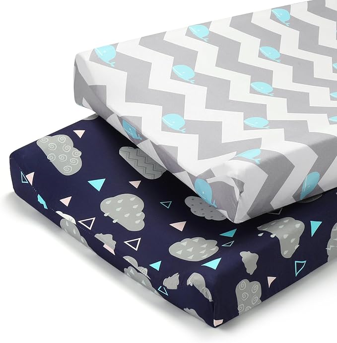 Accmor Muslin Baby Changing Pad Cover, Universal Fitted Diaper Change Table Pad Covers for Girls Boys, Soft Breathable Changing Pad Sheets, 2 Pack