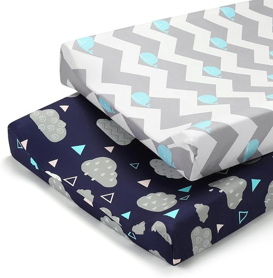Accmor Muslin Baby Changing Pad Cover, Universal Fitted Diaper Change Table Pad Covers for Girls Boys, Soft Breathable Changing Pad Sheets, 2 Pack