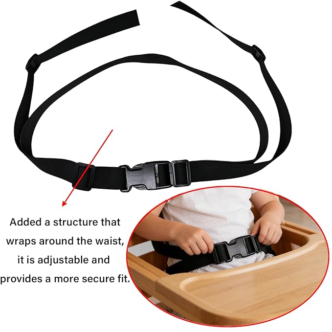 2-Point Harness Straps Belt for Child High Chair,Adjustable Harness Straps Replacement Strap for High Chair/Pushchair/Stroller(Black)