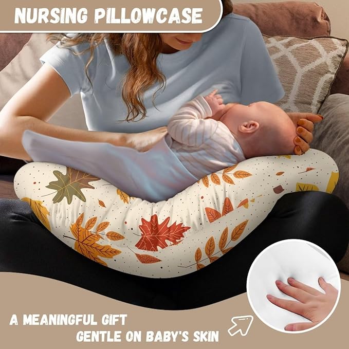 Fall Leaves Breastfeeding Pillow Cover Baby Breastfeeding Slipcover Infant Newborn Nursery Bottle Pillowcase Soft and Easy to Clean Fall Thanksgiving