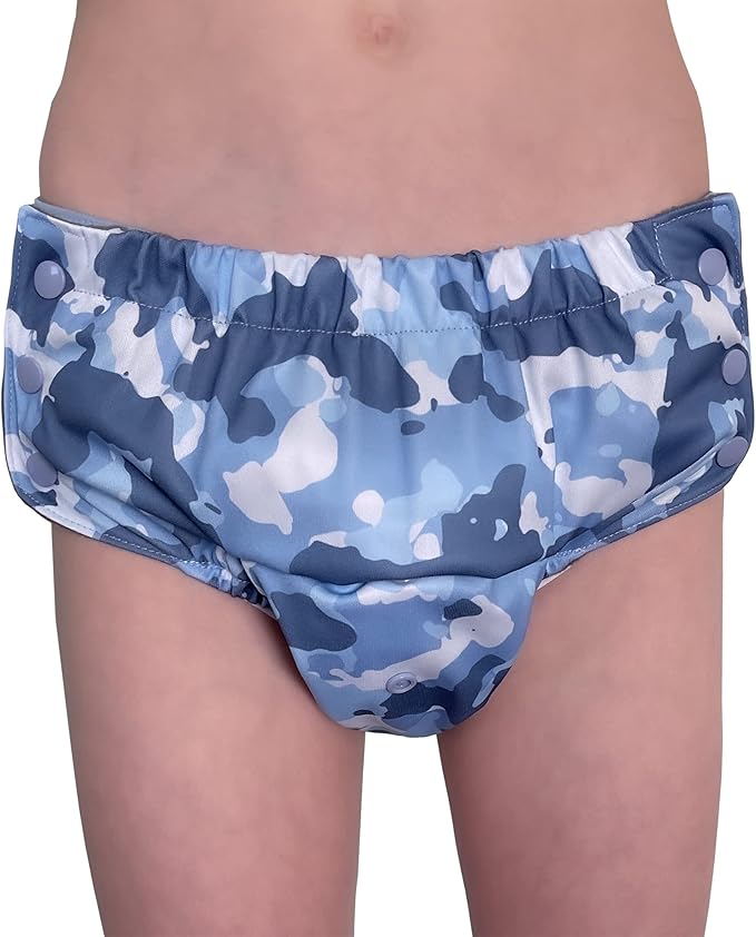EcoAble Nighttime Cloth Diaper Set for Big Kids, Age 6–16 | Special Needs Protective Briefs for Incontinence & Bedwetting (Starry Night, Junior 1)