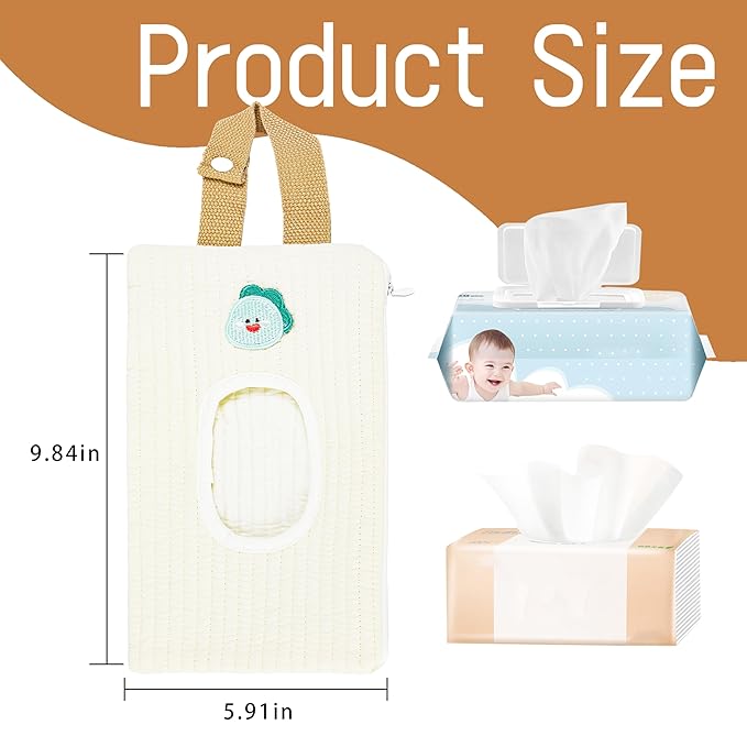 Quilted Baby Wipe Holder Floral Diaper Pouch Portable Quilted Wipes Bag for Car, Stroller
