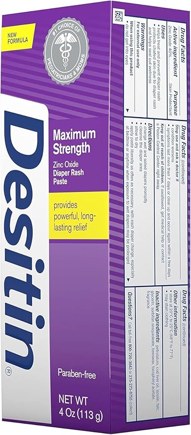 DESITIN Maximum Strength Diaper Rash Paste 4 oz (Pack of 12)