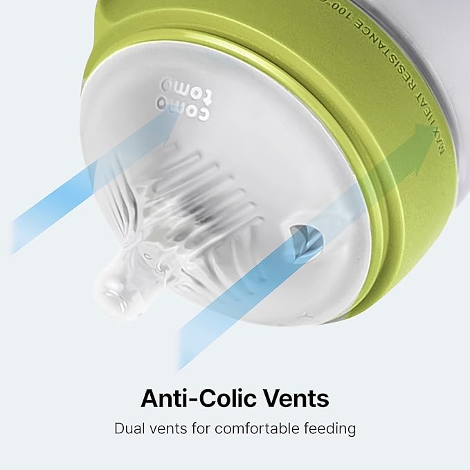 Comotomo Silicone Baby Bottle Gen 2 – 2026 Release (8oz) – Soft, Wide-Neck Bottle for Comfortable Feeding with Dual Anti Colic Vents (Includes Medium Flow Nipples), Green