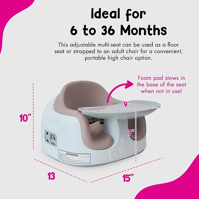 Bumbo 2 Pack 3-in-1 Multi-Seat for 6 to 36 Months, Travel Baby Feeding & Play Floor Seat, All-in-One Portable Booster, Breige/Sonoran Rose
