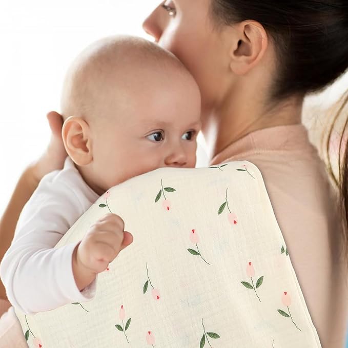 8 Pack Baby Burp Cloths Muslin Cotton 20x10 Inches Cute Printed Ultra Soft Absorbent for Newborn Infants Toddlers Matching Store Same Pattern Products