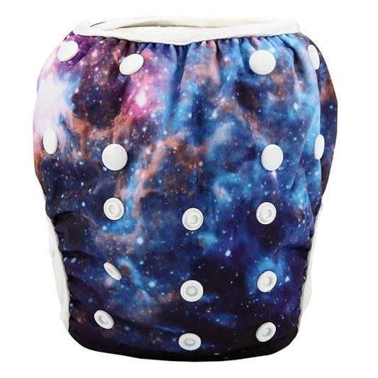Baby Swim Diaper Nappy Pants Reusable Adjustable 0-2 Years Old Toddler Small (Small, Solar System)