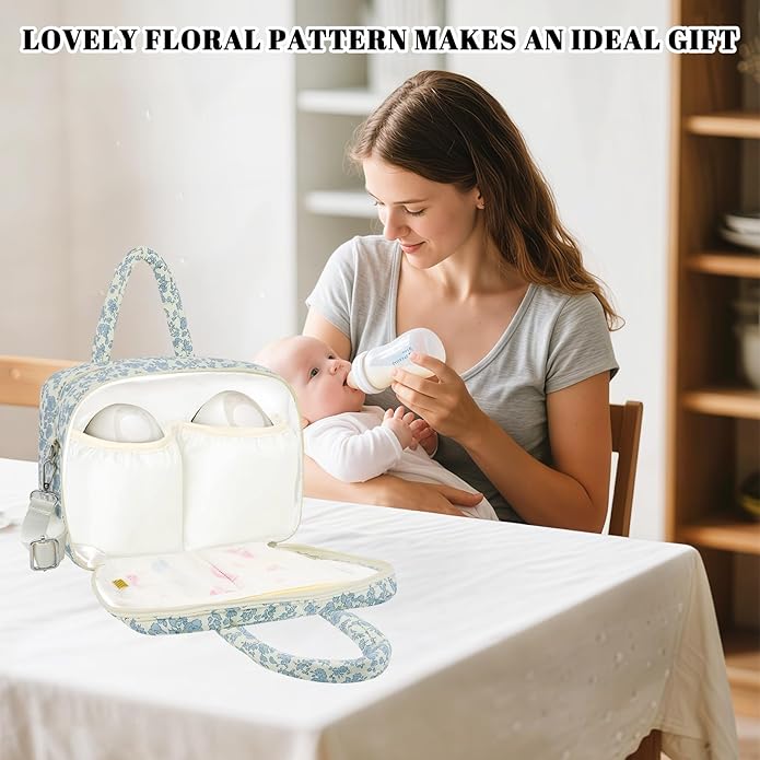 rain bunny Cotton Quilted Wearable Breast Pump Bag Compatible With Elvie, Willow and Momcozy, Pumping Bag for Work, Travel