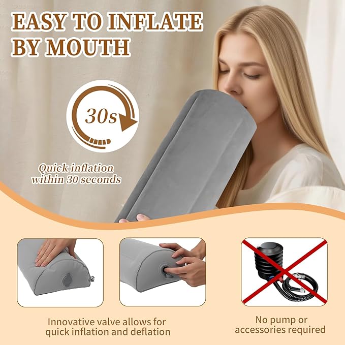 Inflatable Bed Bumpers for Toddlers 2 Pack, Non-Slip Bed Bumper with Machine-Washable Cover, Travel Bed Rail for Kids for King, Queen, Twin, Portable Inflatable Toddler Bed for Hotel, Vacation